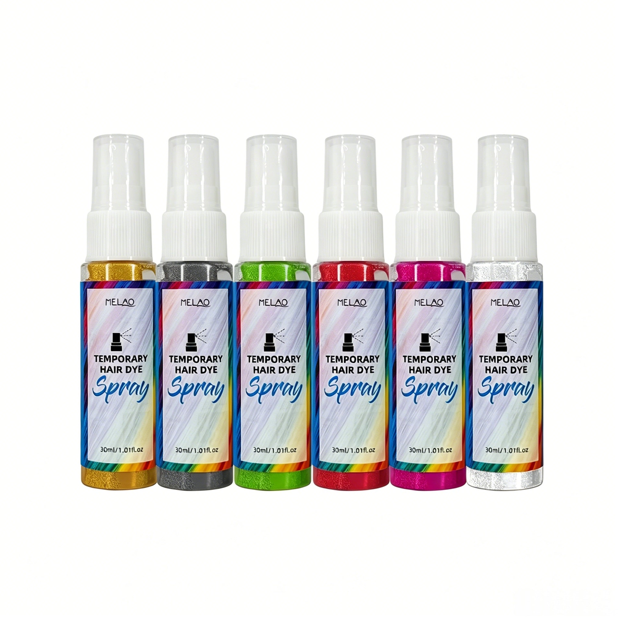 TEMPORARY HAIR DYE SPRAY, MELAO 7 Color Temporary Hair Color Spray, Non-Permanent, Washes Out, for Parties, Halloween & Cosplay, 30ml/1.01fl.oz