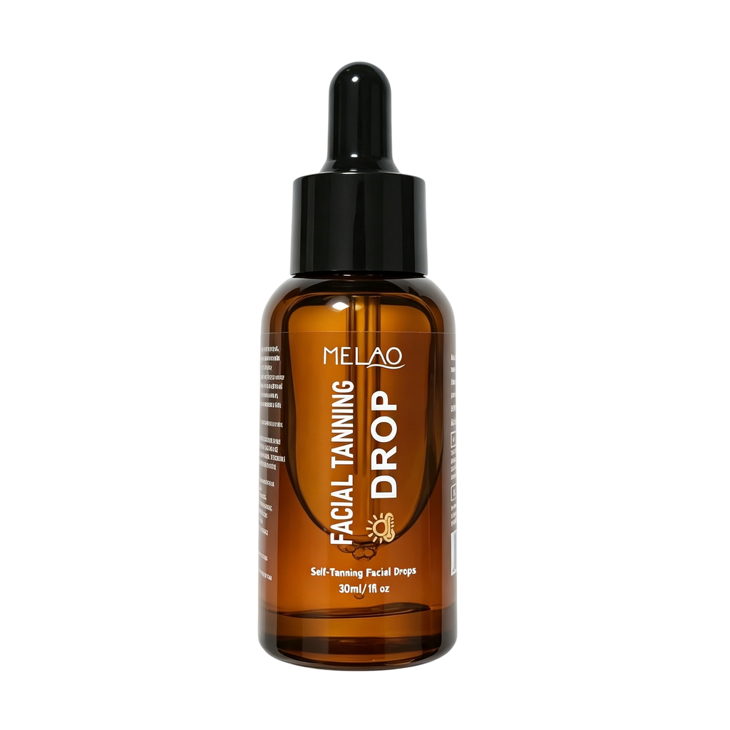 MELAO Facial Tanning Serum - Self Tan Drops for Face, Achieve a Natural Sun-Kissed Glow & Healthy-Looking Tan Without Sun - Lightweight, Non-Sticky Bronzing Serum, 30ml