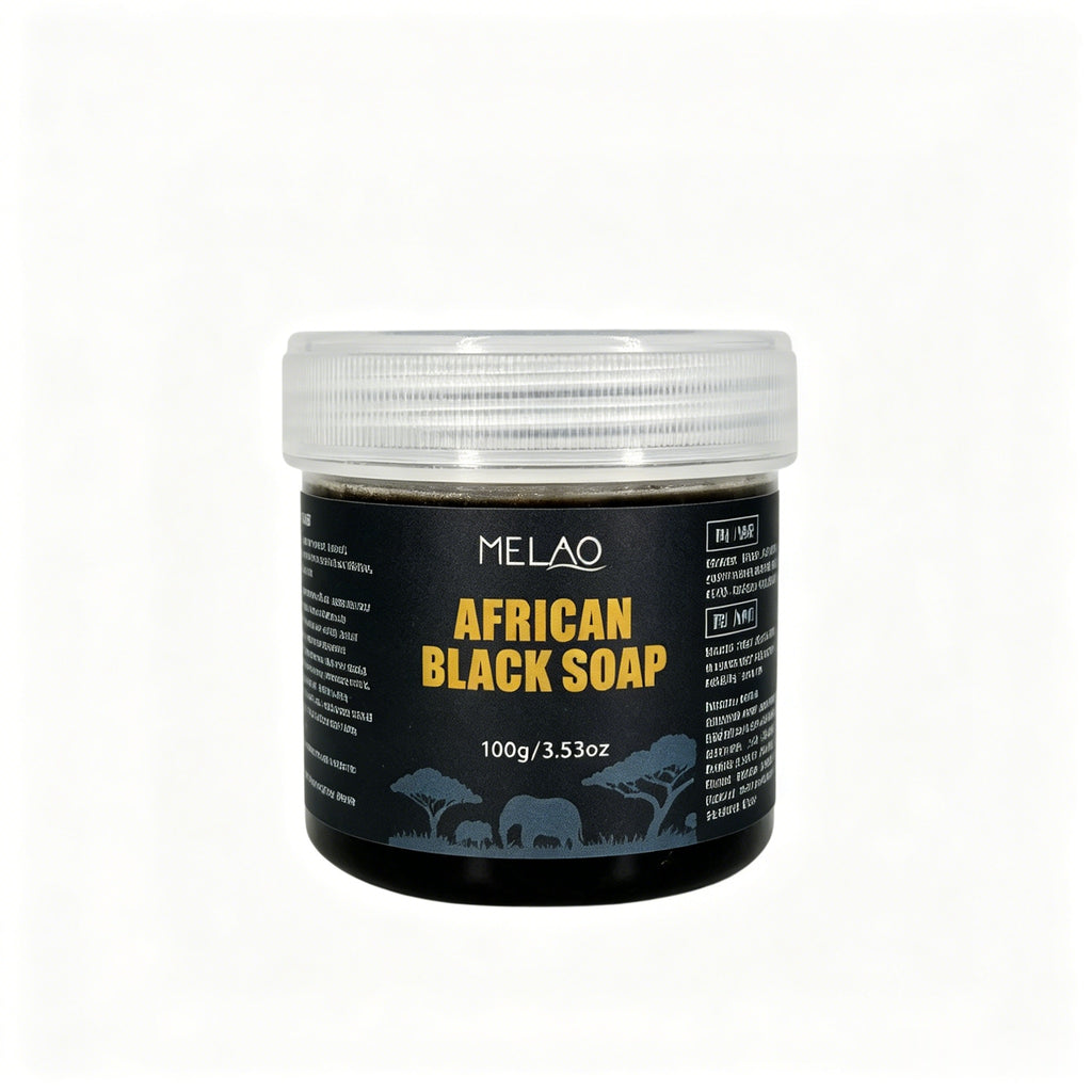 African Black Soap, MELAO Traditional African Black Soap, Deep Cleansing Bar for Face & Body, for Oily & Acne-Prone Skin, 100% Natural Ingredients, 100g/3.53oz